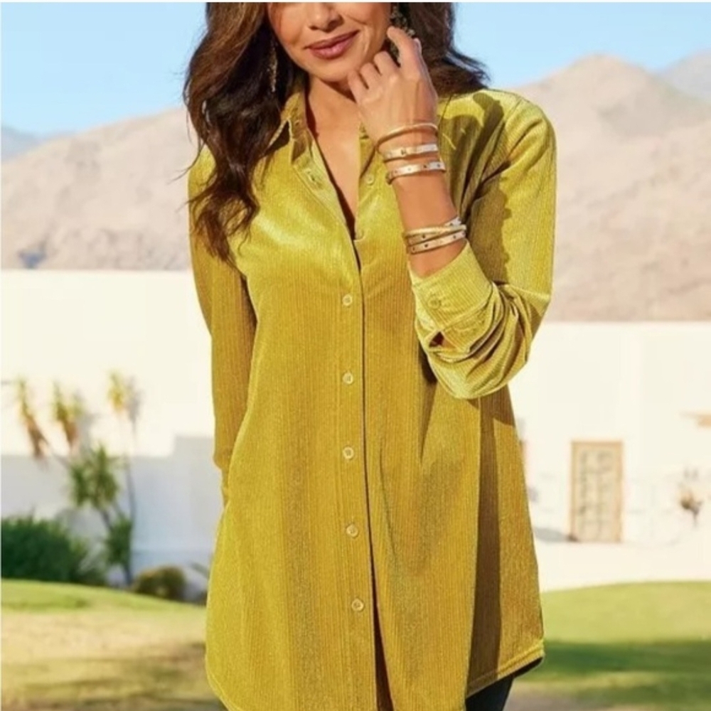 Soft Surroundings Mustard Button-Down Shirt